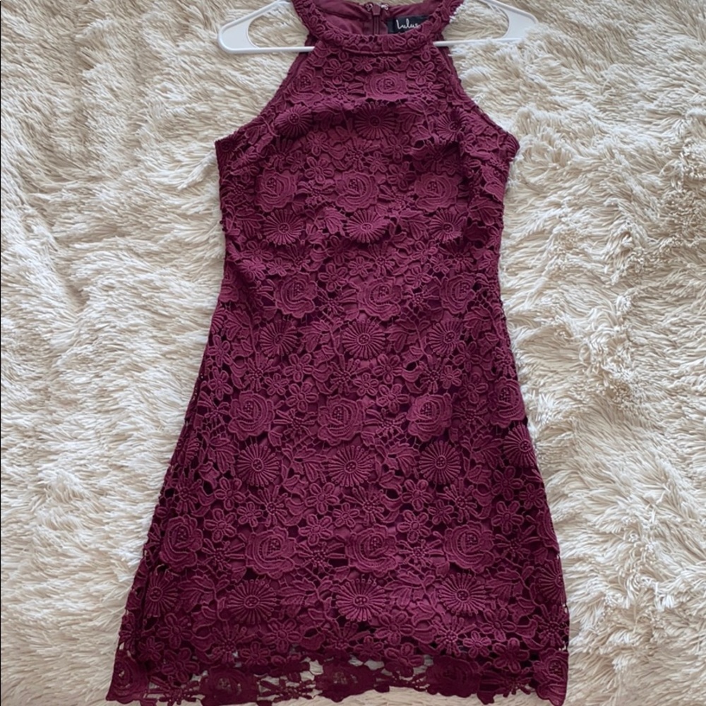 Love Poem Magenta Lacy Mini Dress